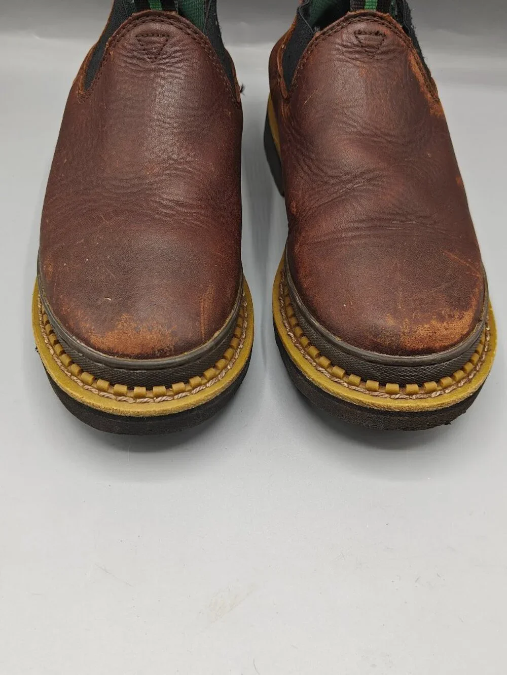 GEORGIA GIANT GR74 Romeo Brown Leather Slip On Farm Ranch Boots Size Kids US 6M